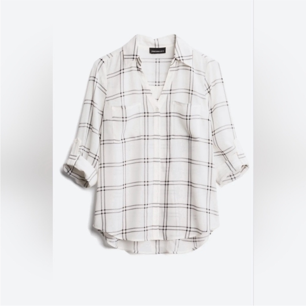 Fortune + Ivy Christelle Button‎ Down Plaid Blouse